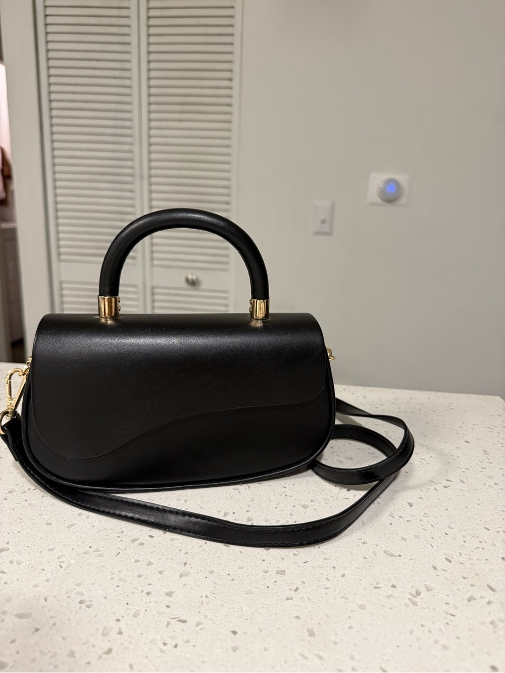 Classic Black Top-Handle Crossbody Bag